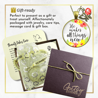 Gutsy Goodness He Makes All Things New Necklace Christian Watercolor Butterfly Charm - Gutsy Goodness Handmade Jewelry;He Makes All Things New - Gutsy Goodness Handmade Jewelry Gifts