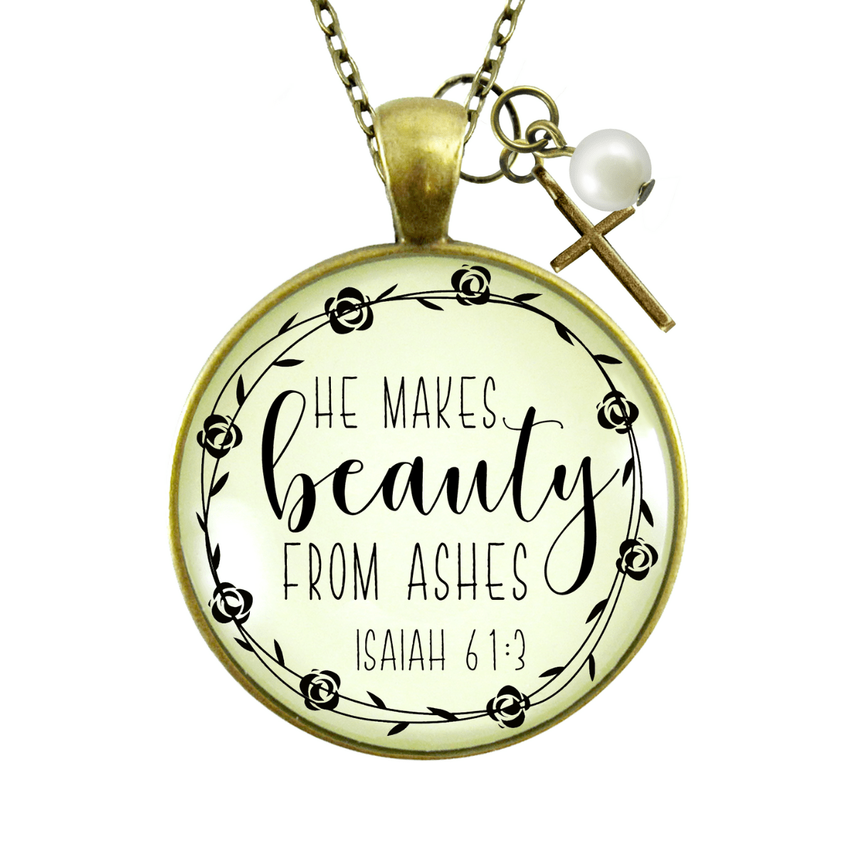 Gutsy Goodness Beauty from Ashes Necklace Faith Cross Charm Encourage Jewelry - Gutsy Goodness Handmade Jewelry;Beauty From Ashes Necklace Faith Cross Charm Encourage Jewelry - Gutsy Goodness Handmade Jewelry Gifts