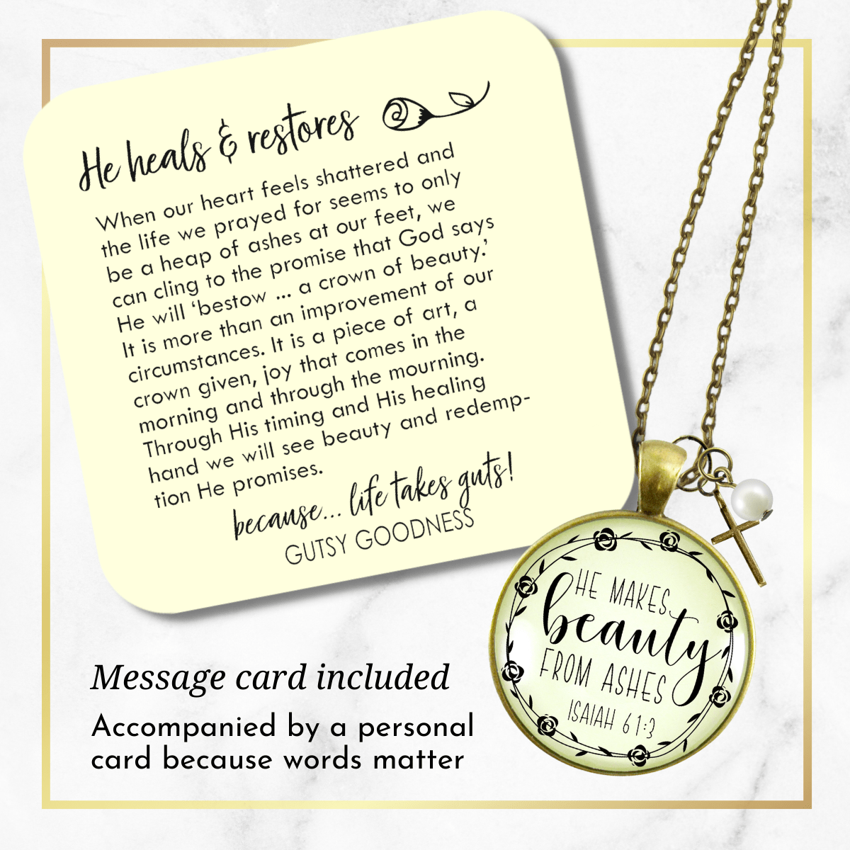 Gutsy Goodness Beauty from Ashes Necklace Faith Cross Charm Encourage Jewelry - Gutsy Goodness Handmade Jewelry;Beauty From Ashes Necklace Faith Cross Charm Encourage Jewelry - Gutsy Goodness Handmade Jewelry Gifts