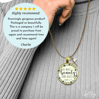 Gutsy Goodness Beauty from Ashes Necklace Faith Cross Charm Encourage Jewelry - Gutsy Goodness Handmade Jewelry;Beauty From Ashes Necklace Faith Cross Charm Encourage Jewelry - Gutsy Goodness Handmade Jewelry Gifts