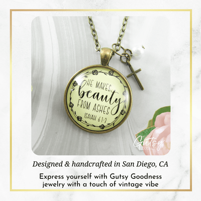 Gutsy Goodness Beauty from Ashes Necklace Faith Cross Charm Encourage Jewelry - Gutsy Goodness Handmade Jewelry;Beauty From Ashes Necklace Faith Cross Charm Encourage Jewelry - Gutsy Goodness Handmade Jewelry Gifts