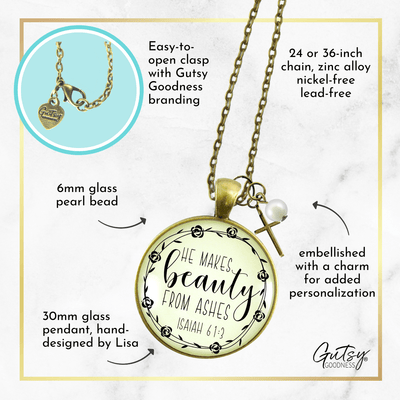 Gutsy Goodness Beauty from Ashes Necklace Faith Cross Charm Encourage Jewelry - Gutsy Goodness Handmade Jewelry;Beauty From Ashes Necklace Faith Cross Charm Encourage Jewelry - Gutsy Goodness Handmade Jewelry Gifts