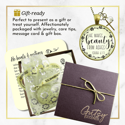 Gutsy Goodness Beauty from Ashes Necklace Faith Cross Charm Encourage Jewelry - Gutsy Goodness Handmade Jewelry;Beauty From Ashes Necklace Faith Cross Charm Encourage Jewelry - Gutsy Goodness Handmade Jewelry Gifts