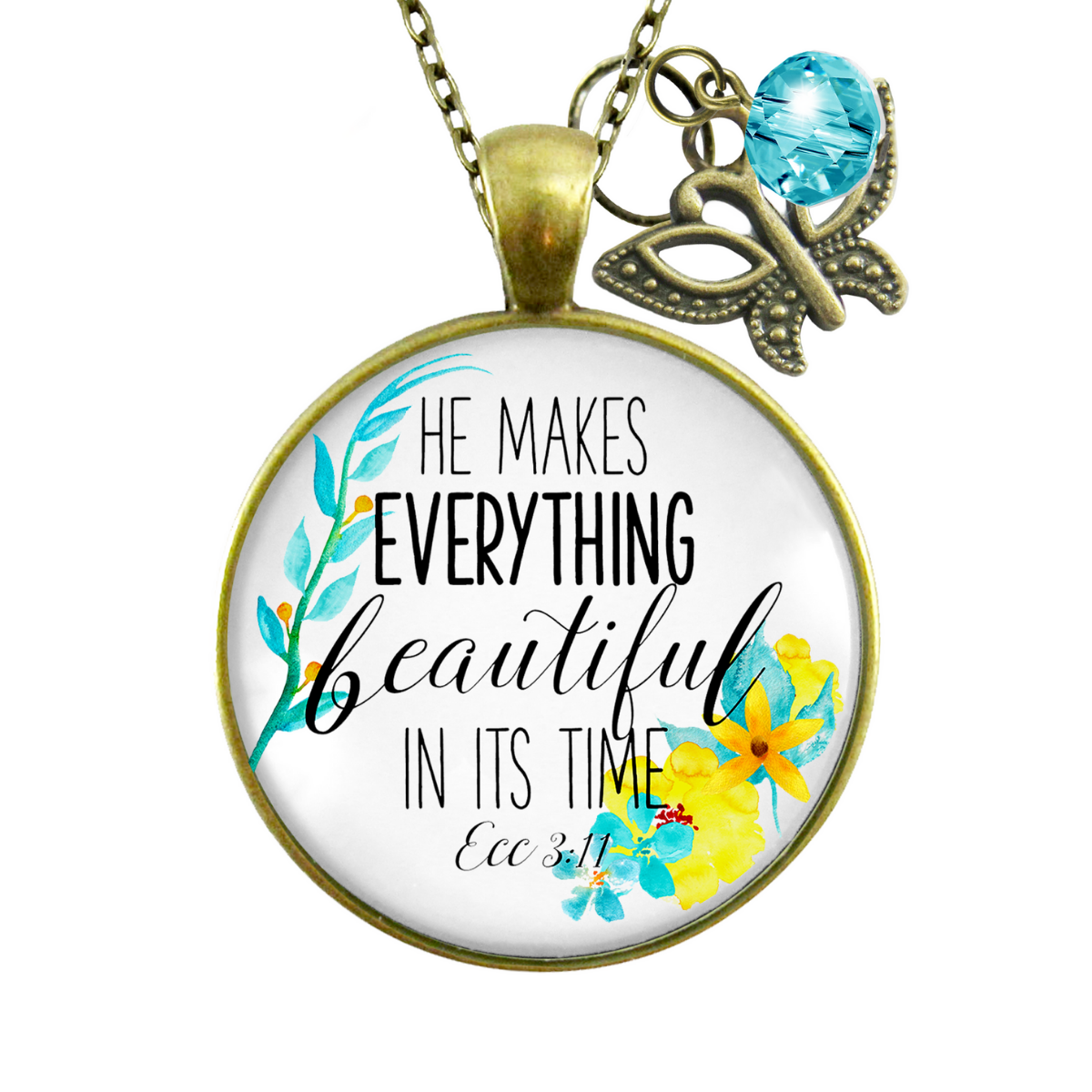 Gutsy Goodness He Makes Everything Beautiful Necklace Christian Watercolor Jewelry - Gutsy Goodness Handmade Jewelry;He Makes Everything Beautiful Necklace Christian Watercolor Jewelry - Gutsy Goodness Handmade Jewelry Gifts