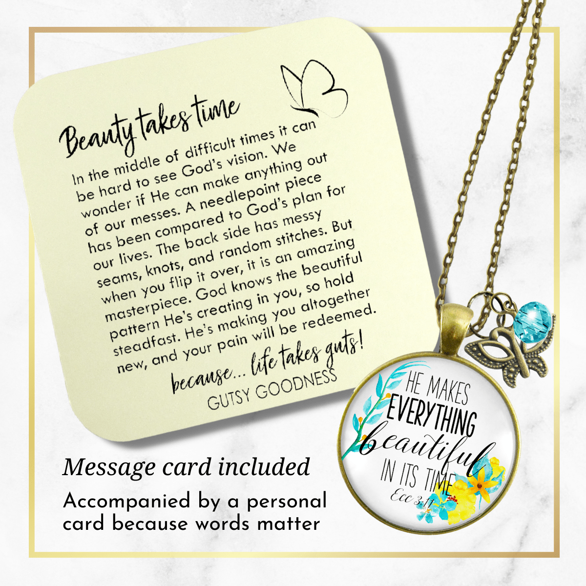 Gutsy Goodness He Makes Everything Beautiful Necklace Christian Watercolor Jewelry - Gutsy Goodness Handmade Jewelry;He Makes Everything Beautiful Necklace Christian Watercolor Jewelry - Gutsy Goodness Handmade Jewelry Gifts