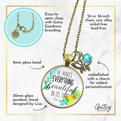 Gutsy Goodness He Makes Everything Beautiful Necklace Christian Watercolor Jewelry - Gutsy Goodness Handmade Jewelry;He Makes Everything Beautiful Necklace Christian Watercolor Jewelry - Gutsy Goodness Handmade Jewelry Gifts