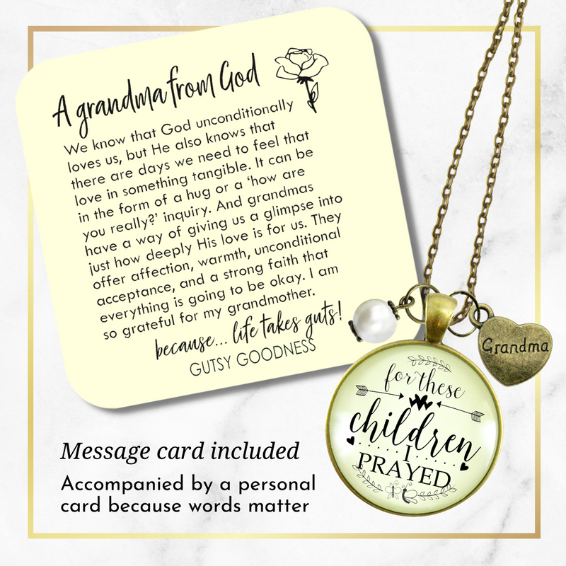 Grandmother Necklace For These Children I Prayed Grandma of Faith Charm  Necklace - Gutsy Goodness Handmade Jewelry