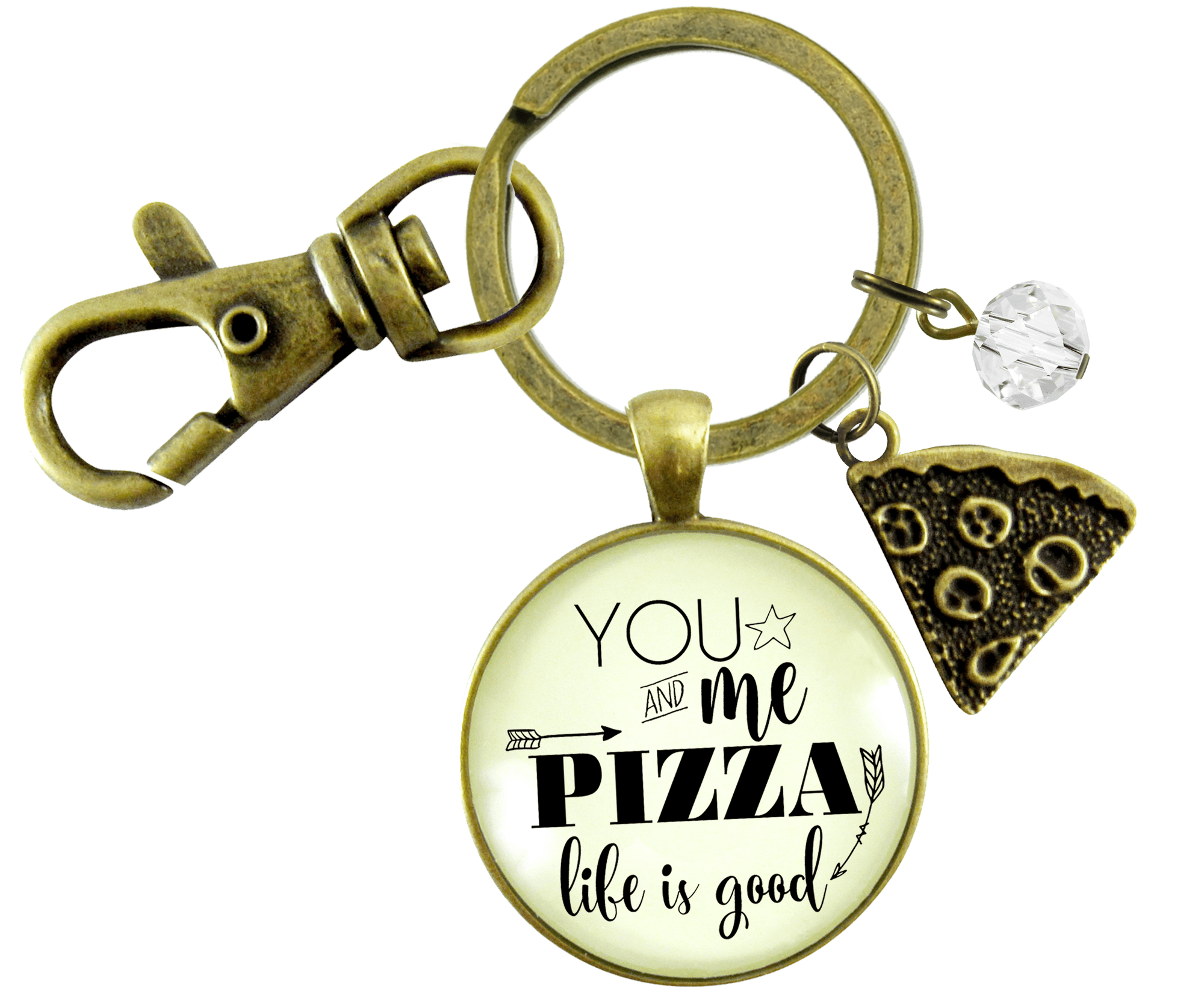 Pizza Keychain You Me Pizza Life Is Good Unisex Friendship Food Theme Fun BFF Jewelry Slice - Gutsy Goodness Handmade Jewelry