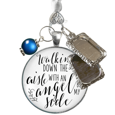 Bouquet Wedding Charm Walking Down Aisle With Angel Bridal Memorial Photo Jewelry 2 Frames  Bouquet Charm - Gutsy Goodness Handmade Jewelry