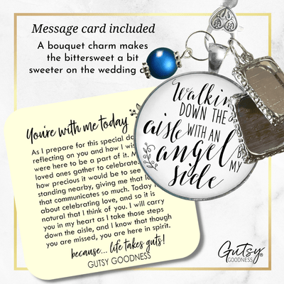Bouquet Wedding Charm Walking Down Aisle With Angel Bridal Memorial Photo Jewelry 2 Frames  Bouquet Charm - Gutsy Goodness Handmade Jewelry