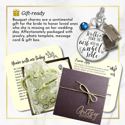 Bouquet Wedding Charm Walking Down Aisle With Angel Bridal Memorial Photo Jewelry 2 Frames  Bouquet Charm - Gutsy Goodness Handmade Jewelry