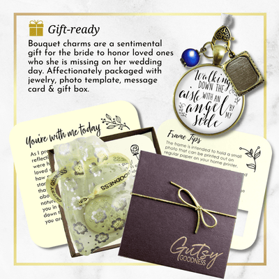 Walking Down The Aisle With An Angel By My Side - BRONZE - WHITE - BLUE BEAD - 1 FRAME