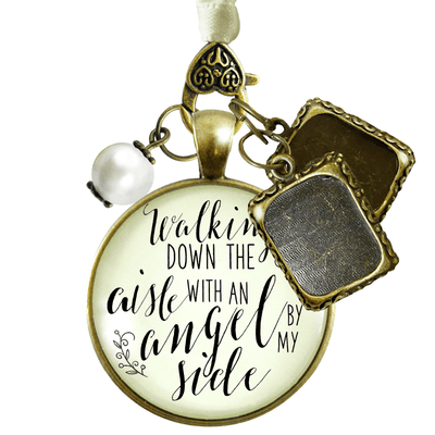 Walking Down The Aisle With An Angel By My Side - BRONZE - CREAM - WHITE BEAD - 2 FRAMES