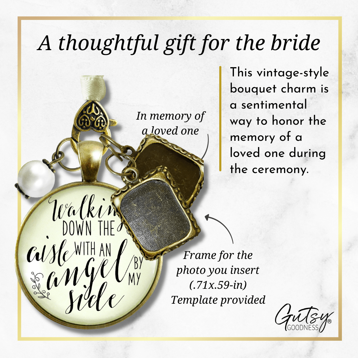 Walking Down The Aisle With An Angel By My Side - BRONZE - CREAM - WHITE BEAD - 2 FRAMES