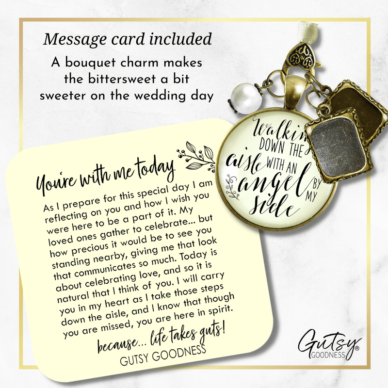 Walking Down The Aisle With An Angel By My Side - BRONZE - CREAM - WHITE BEAD - 2 FRAMES