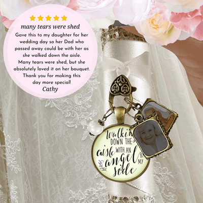 Walking Down The Aisle With An Angel By My Side - BRONZE - CREAM - WHITE BEAD - 2 FRAMES