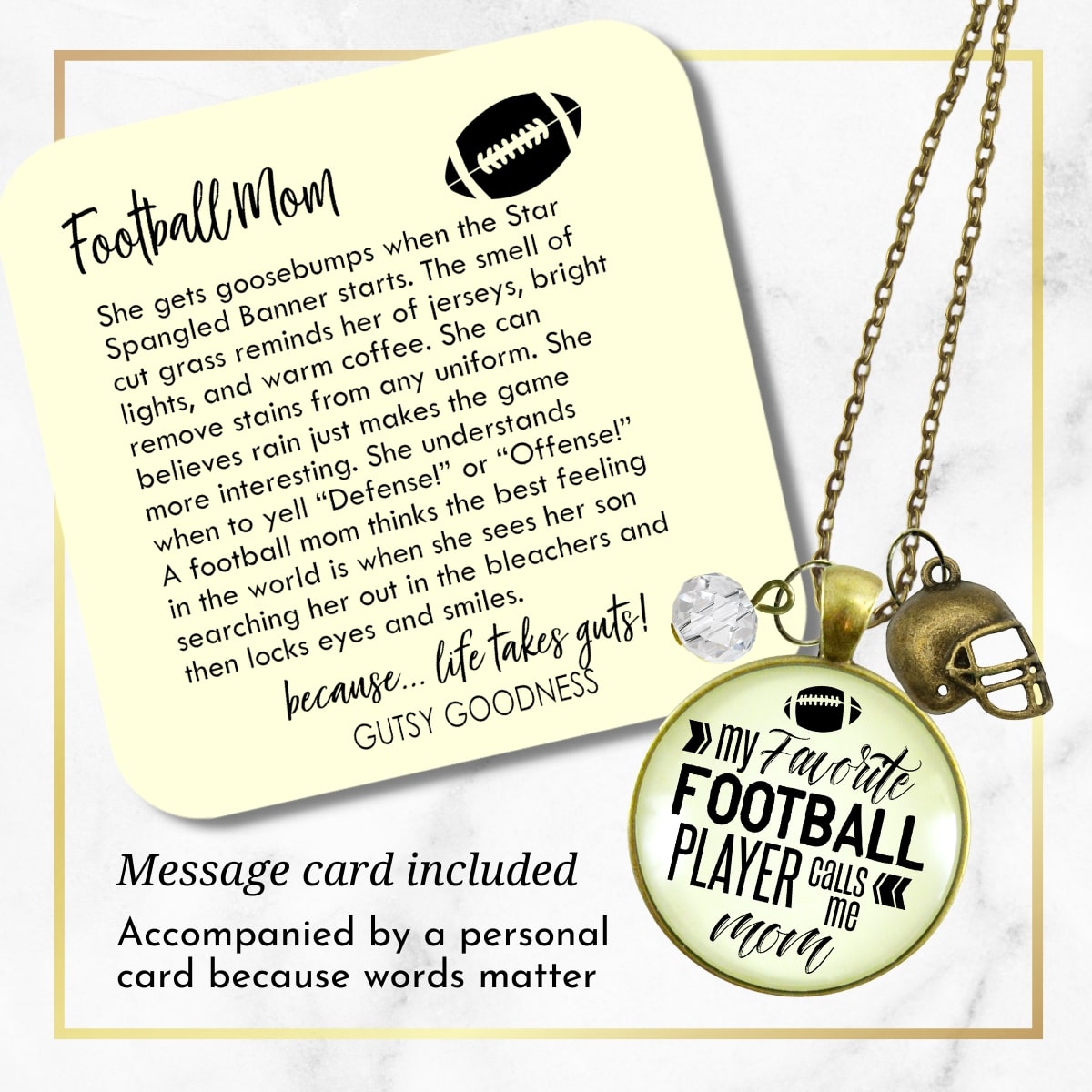 Football Mom Necklace Favorite Football Player Sports Mother Jewelry Clear Bead  Necklace - Gutsy Goodness Handmade Jewelry