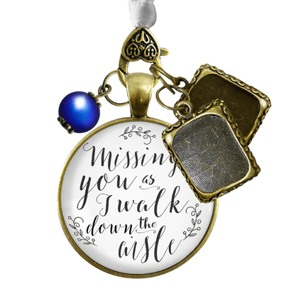 Missing You As I Walk Down the Aisle - BRONZE - WHITE- BLUE BEAD - 2 FRAMES