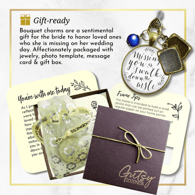 Missing You As I Walk Down the Aisle - BRONZE - WHITE- BLUE BEAD - 2 FRAMES