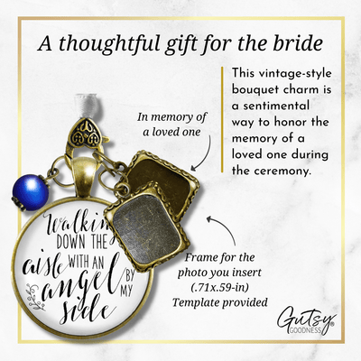 Walking Down The Aisle With An Angel By My Side - BRONZE - WHITE - BLUE BEAD - 2 FRAMES