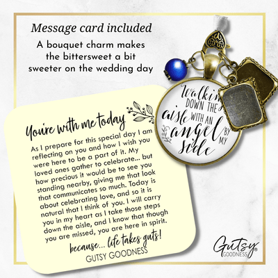 Walking Down The Aisle With An Angel By My Side - BRONZE - WHITE - BLUE BEAD - 2 FRAMES