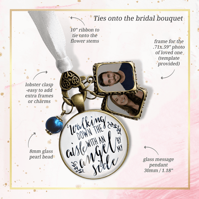 Walking Down The Aisle With An Angel By My Side - BRONZE - WHITE - BLUE BEAD - 2 FRAMES