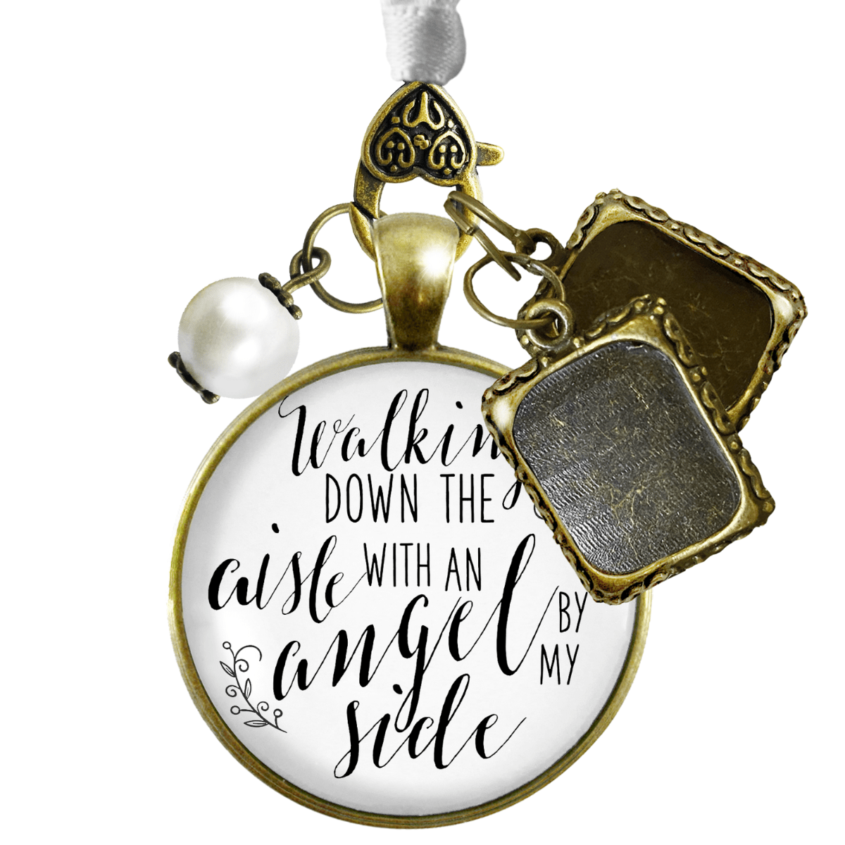 Walking Down The Aisle With An Angel By My Side - BRONZE - WHITE - WHITE BEAD - 2 FRAMES