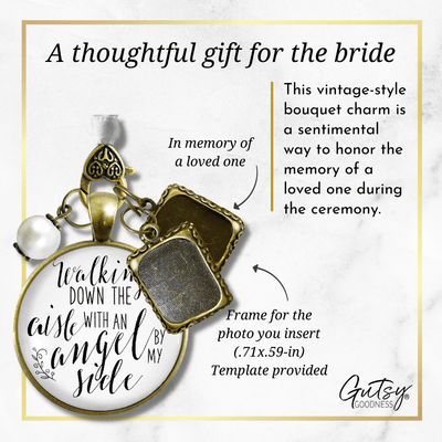 Walking Down The Aisle With An Angel By My Side - BRONZE - WHITE - WHITE BEAD - 2 FRAMES