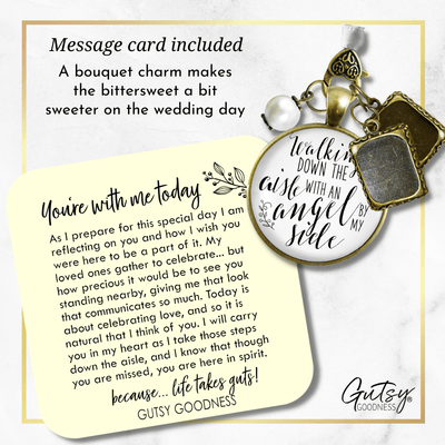 Walking Down The Aisle With An Angel By My Side - BRONZE - WHITE - WHITE BEAD - 2 FRAMES