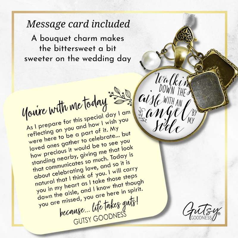 Walking Down The Aisle With An Angel By My Side - BRONZE - WHITE - WHITE BEAD - 2 FRAMES