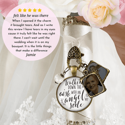 Walking Down The Aisle With An Angel By My Side - BRONZE - WHITE - WHITE BEAD - 2 FRAMES