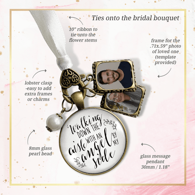 Walking Down The Aisle With An Angel By My Side - BRONZE - WHITE - WHITE BEAD - 2 FRAMES