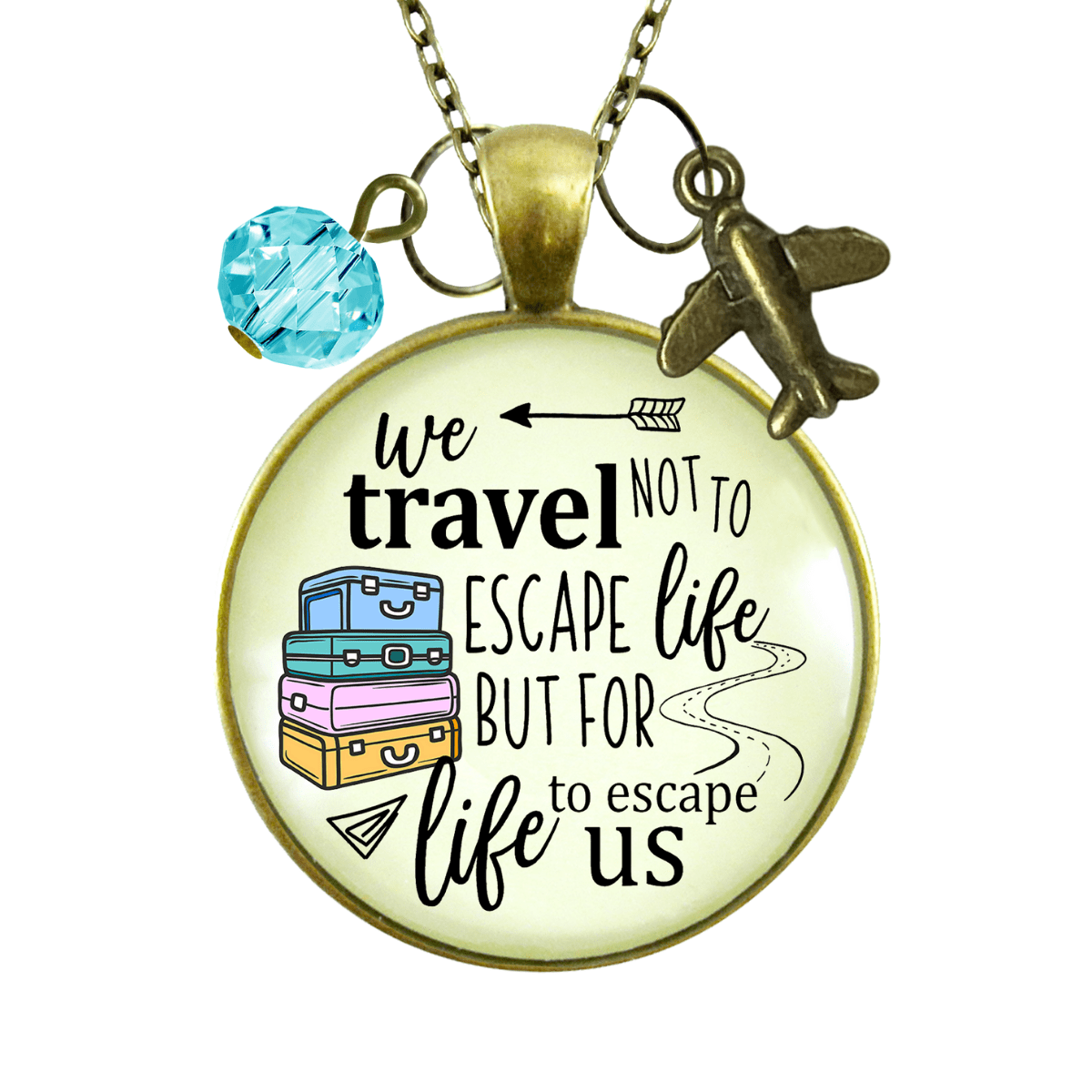 Travel Lover Necklace Wanderlust Explorer Pendant Adventure Seeker Gift Boho Chic Airplane Charm  Necklace - Gutsy Goodness Handmade Jewelry