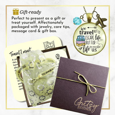 Travel Lover Necklace Wanderlust Explorer Pendant Adventure Seeker Gift Boho Chic Airplane Charm  Necklace - Gutsy Goodness Handmade Jewelry