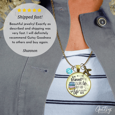 Travel Lover Necklace Wanderlust Explorer Pendant Adventure Seeker Gift Boho Chic Airplane Charm  Necklace - Gutsy Goodness Handmade Jewelry
