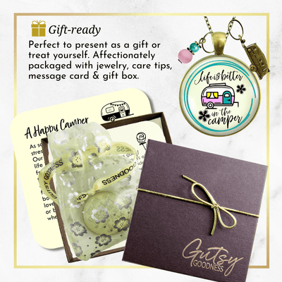 Camper Necklace Life Is Better Happy Camping Retro Chic Fifth-Wheel Jewelry Trailer RV Charm Gift  Necklace - Gutsy Goodness Handmade Jewelry