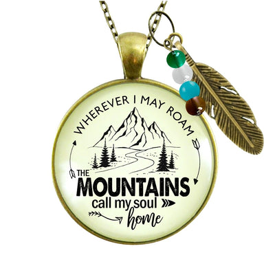 Handmade Gutsy Goodness Jewelry Wherever I Roam The Mountains Call My Soul Home Necklace Nature Theme Jewelry & Message Card