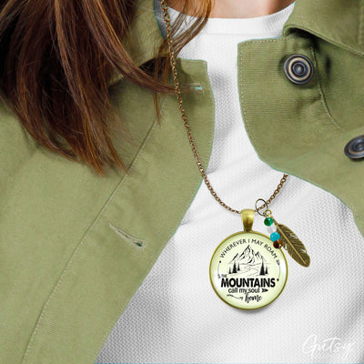 Handmade Gutsy Goodness Jewelry Wherever I Roam The Mountains Call My Soul Home Necklace Nature Theme Womens Jewelry & Message Card