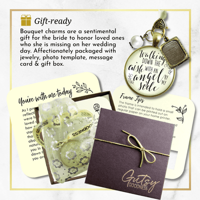 Walking Down The Aisle With An Angel By My Side - BRONZE - CREAM - WHITE BEAD - 1 FRAME