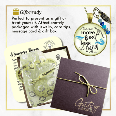 Boaters Necklace More Boat Less Land Nautical Sea Lake Life Pendant Boating Sea Glass Style Charms  Necklace - Gutsy Goodness Handmade Jewelry