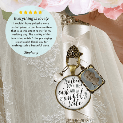 Walking Down The Aisle With An Angel By My Side - BRONZE - WHITE - WHITE BEAD - 1 FRAME