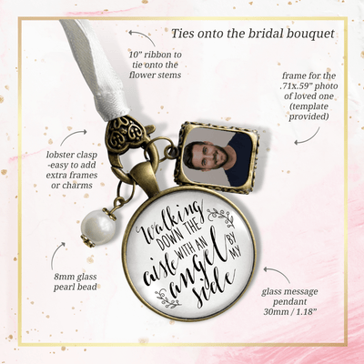 Walking Down The Aisle With An Angel By My Side - BRONZE - WHITE - WHITE BEAD - 1 FRAME