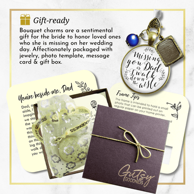 Bridal Bouquet Charm Missing You Dad White Vintage Wedding Father Memorial Frame  Bouquet Charm - Gutsy Goodness Handmade Jewelry