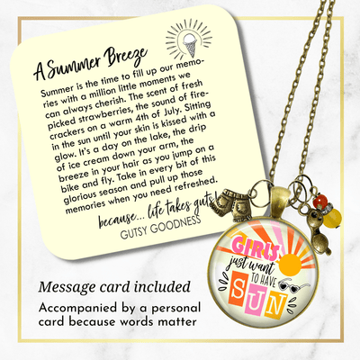 Girls Just Want To Have Sun Summertime Keychain 70s Retro Fashion Tassel Jewelry Sunglasses Charm  Necklace - Gutsy Goodness Handmade Jewelry