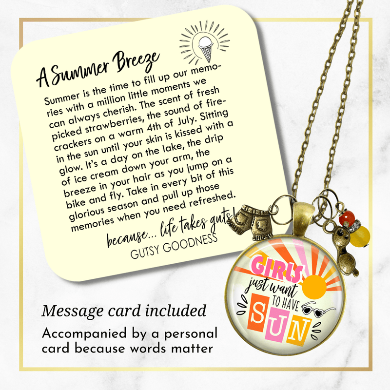 Girls Just Want To Have Sun Summertime Keychain 70s Retro Fashion Tassel Jewelry Sunglasses Charm  Necklace - Gutsy Goodness Handmade Jewelry