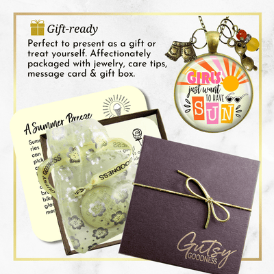 Girls Just Want To Have Sun Summertime Keychain 70s Retro Fashion Tassel Jewelry Sunglasses Charm  Necklace - Gutsy Goodness Handmade Jewelry