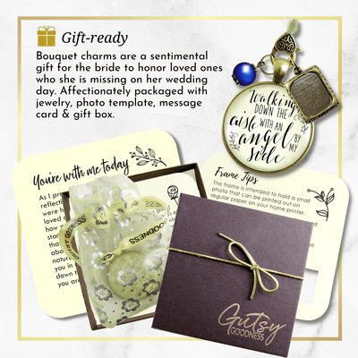 Walking Down The Aisle With An Angel By My Side - BRONZE - CREAM - BLUE BEAD - 1 FRAME