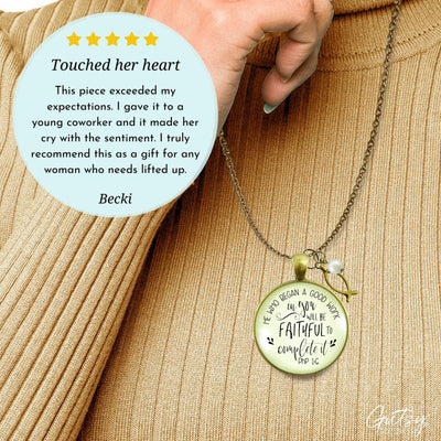 Gutsy Goodness Christian Necklace He Who Began Good Work Bible Quote Ichthys Jewelry - Gutsy Goodness Handmade Jewelry;Christian Necklace He Who Began Good Work Bible Quote Ichthys Jewelry - Gutsy Goodness Handmade Jewelry Gifts