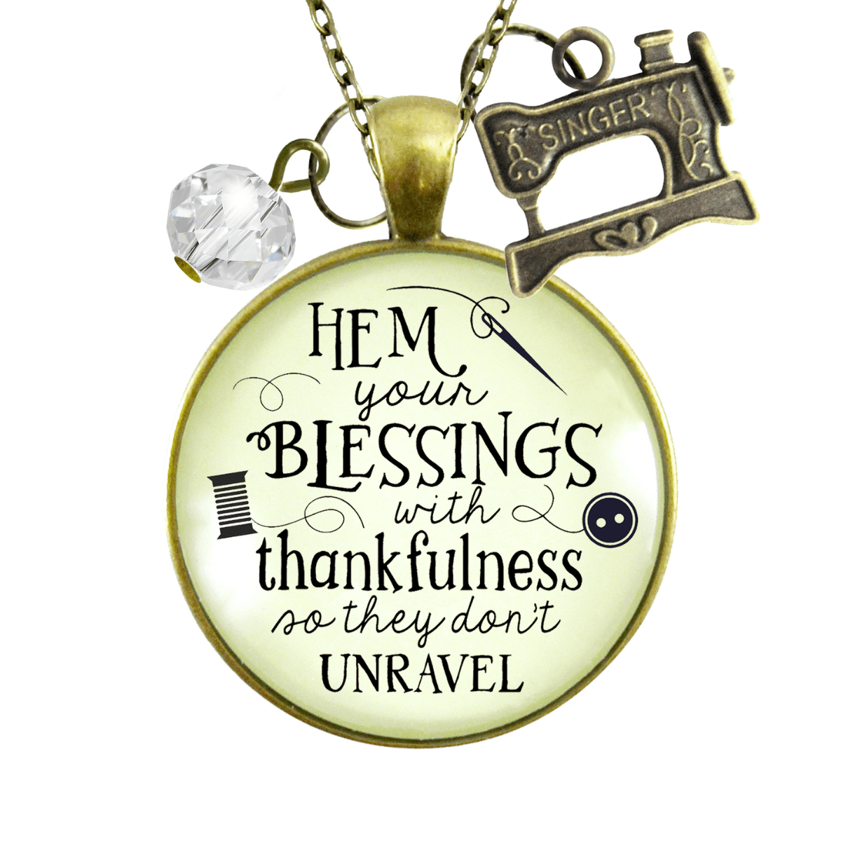 Gutsy Goodness Seamstress Necklace Hem Blessings Thankful Sewing Jewelry Gift - Gutsy Goodness;Seamstress Necklace Hem Blessings Thankful Sewing Jewelry Gift - Gutsy Goodness Handmade Jewelry Gifts