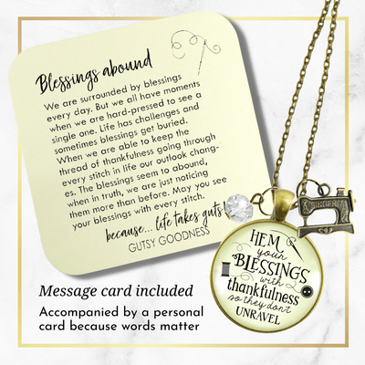 Gutsy Goodness Seamstress Necklace Hem Blessings Thankful Sewing Jewelry Gift - Gutsy Goodness;Seamstress Necklace Hem Blessings Thankful Sewing Jewelry Gift - Gutsy Goodness Handmade Jewelry Gifts